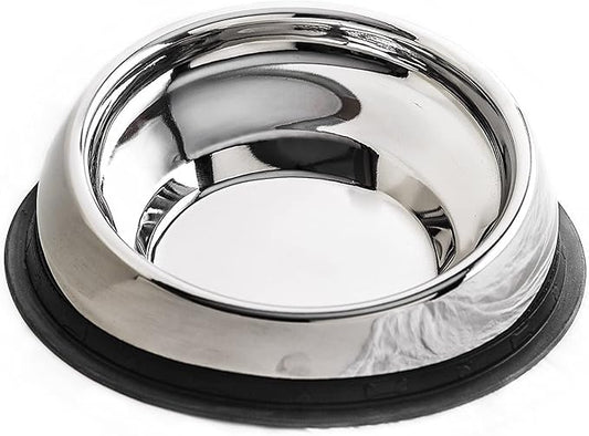 Enhanced Pet Bowl – Slanted Stainless Steel Dog Bowl for Breeds Like Bulldogs, Pugs – Raised Back, No-Spill, Reduces Gas & Mess – Medium Size, Non-Slip, Food-Grade - Does Not Ship from China