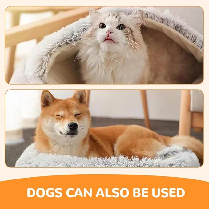 2026 New Plush Cat Nest Bed Cave, Cat Beds for Indoor Cats, Cozy Fluffy Pet Bed, Portable Round Plush Hooded Cats Cave, Washable Soft Puppy Bed for Pet Owners (Pink, Small)