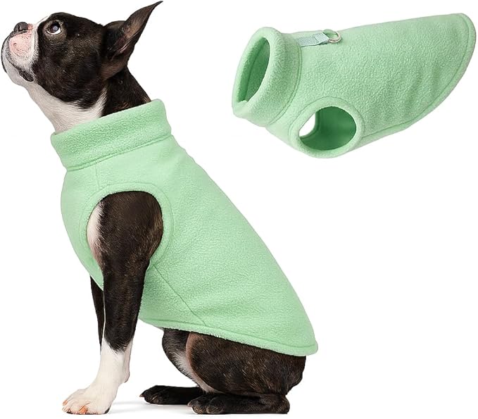 JACKO & CO - Fleece Vest Dog Sweater with Leash Ring - Soft, Warm & Lightweight Pullover Coat for Small & Medium Dogs, Puppies & Cats - Cozy Fall/Winter/Spring Pet Jacket (Mint Green, X-Small 3lbs)