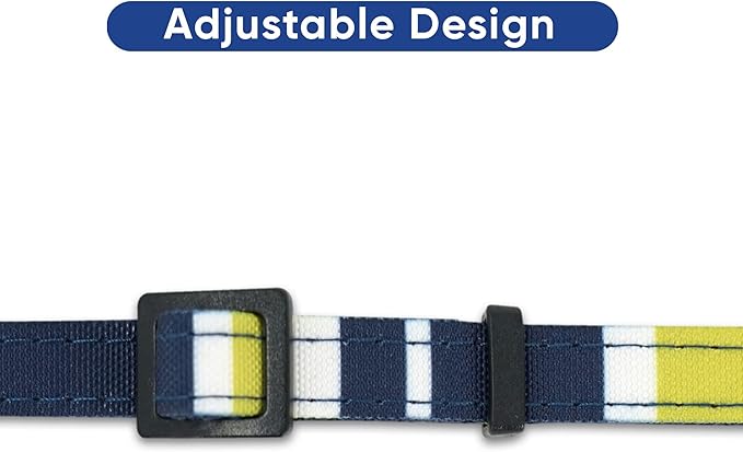 Pawtitas Pet Soft Adjustable Multicolor Cat Collar with Safety Buckle and Removable Bell Green / White / Blue