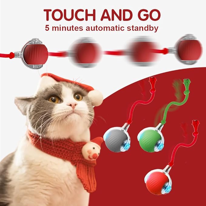 Interactive Cat Toy, 2025 New Cat Toy for Indoor Cats, Intelligent Rolling Ball Toys, Kitten Toys for Bored Indoor Cats/Dogs (Blue)