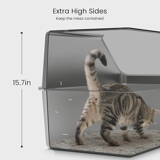 KPWACD Enclosed Stainless Steel Cat Litter Box with Lid, XL Extra Large Non-Stick Metal Litter Pan for Big Cats, High-Sided Kitten Toilet Enclosure, Non-Stick, Anti-Leakage, Easy Cleaning