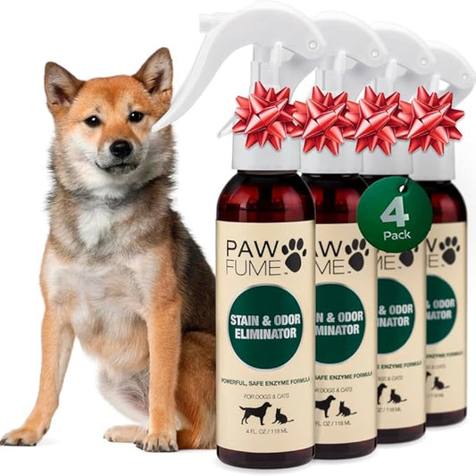 PAWFUME Stain & Pet Urine Odor Eliminator, 4-Pack – Removes Impurities in Seconds – Enzymatic Formula, Quick-Dry Action, & Eco-Friendly Ingredients – Upholstery, Fabrics, and Carpet Cleaner Spray