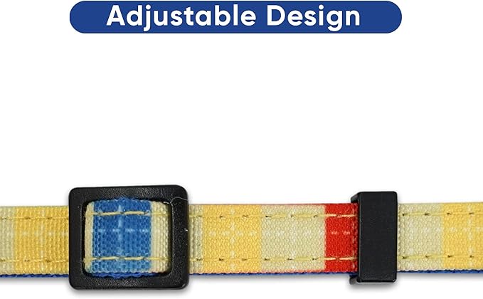 Pawtitas Personalized Cat Collar with Safety Buckle and Removable Bell - Multicolor, Adjustable, Customized Cat Collar - Blue/Orange/Yellow