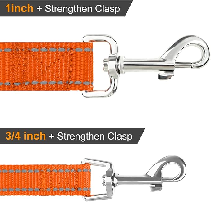 Joytale Dog Leash, 6 FT Double-Sided Reflective, Padded Handle Nylon Heavy Duty Leashes for Small & Medium Dogs Walking, Orange