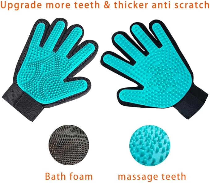 1 Pair Reusable Pet Hair Remover Gloves,Gentle Pet Shedding Glove Brush,Glooming Gloaves,Massage Mitt with Enhanced Five Finger Design - Perfect for Dogs & Cats with Long & Short Fur