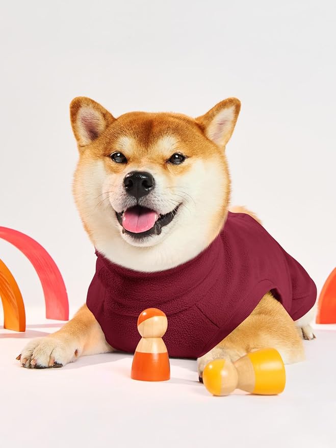 Haloumoning Fleece Dog Sweater Turtleneck Pullover Sweatshirt Pet Winter Warm Clothes