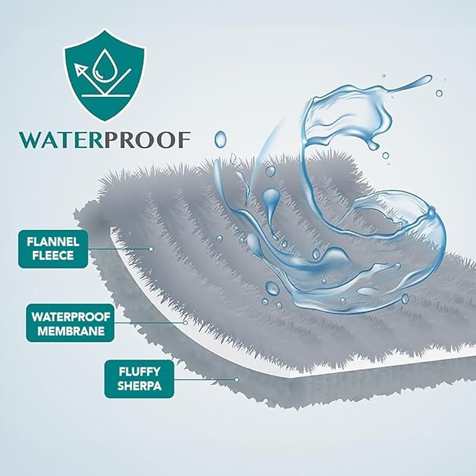 PetAmi Waterproof Dog Blanket for Medium Large Dog Puppy Cat Throw for Couch Cover Leakproof Protection, Sherpa Fleece, Reversible Soft Washable 60x40 Checker Plaid Red