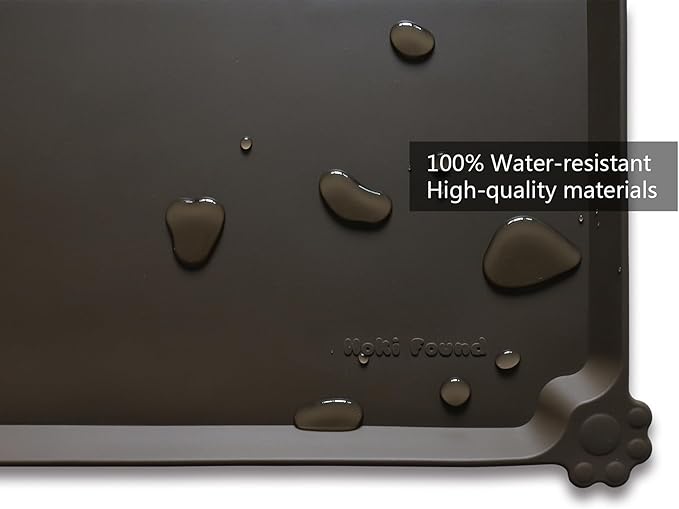 Hoki Found L Silicone Pet Food Mats Tray - Non Slip Dog Cat Bowl Mats Placemat - Pet Feeding Mat - Waterproof Dog Cat Food Mats -Pet Water Mats for Carpet - Coffee