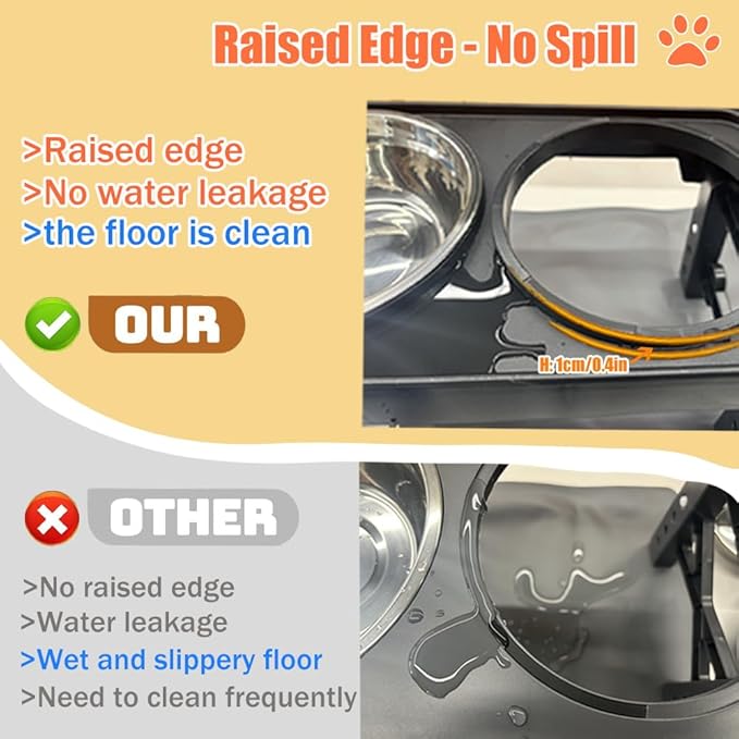Marchul Elevated Dog Bowls, 4 Height Adjustable Raised Dog Bowls with 2 Stainless Steel Bowls,Non-Slip Dog Food and Water Bowl with Stand Adjusts to 3.5”,9.05”,10.6”,12.2” for Small Medium Large Dogs