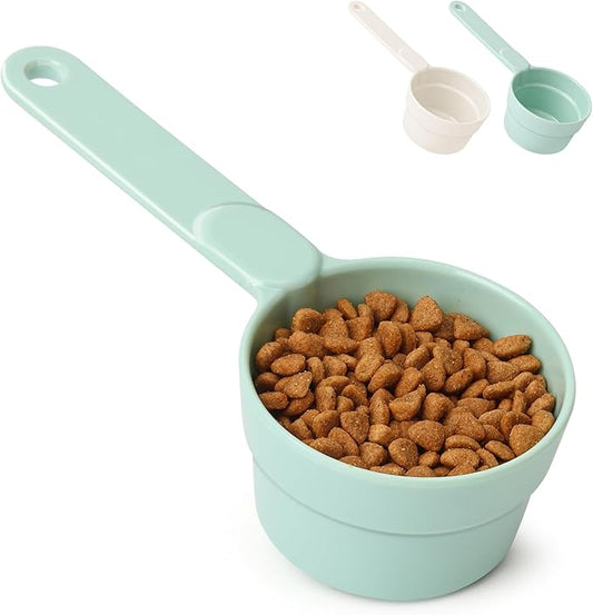 Measuring Dog Food Scoop - 1/2 Cup Scoop Measuring Cup for Dog Cat Ferret Rabbit Bird Food, Melamine Half Cup with Handle, Food-Grade 1/4 Pet Feed Scoop, Dishwasher Safe, Green