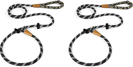 lynxking Slip Lead Dog Leash Reflective, Heavy Duty Comfortable Strong Rope for Large Medium Small Dogs No Pull Pet Training (Black, 2PCS Large 1/2in x 6ft)
