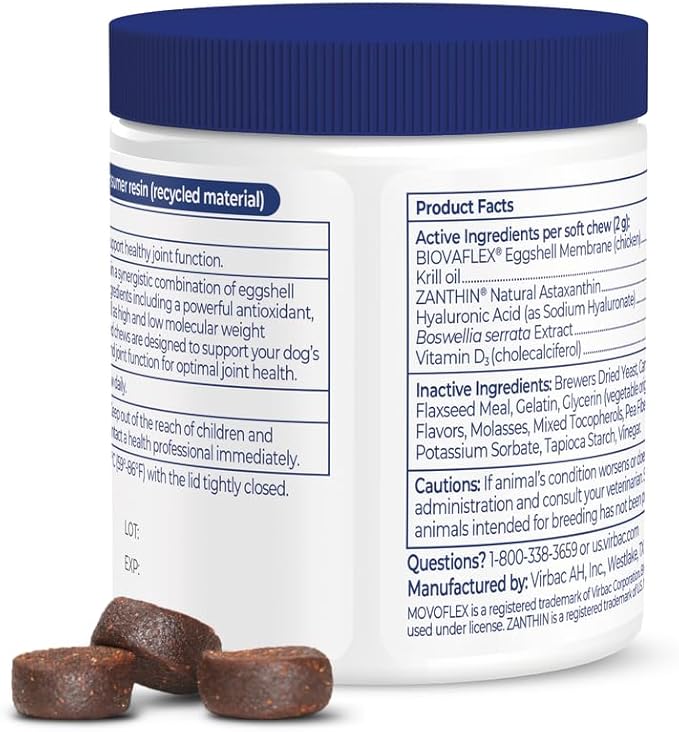 MOVOFLEX Advanced Soft Chews Hip and Joint Support Supplement for Small Dogs 120 Count by Virbac