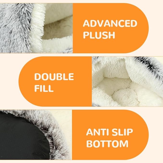 2026 New Plush Cat Nest Bed Cave, Cat Beds for Indoor Cats, Cozy Fluffy Pet Bed, Portable Round Plush Hooded Cats Cave, Washable Soft Puppy Bed for Pet Owners (Green, Small)