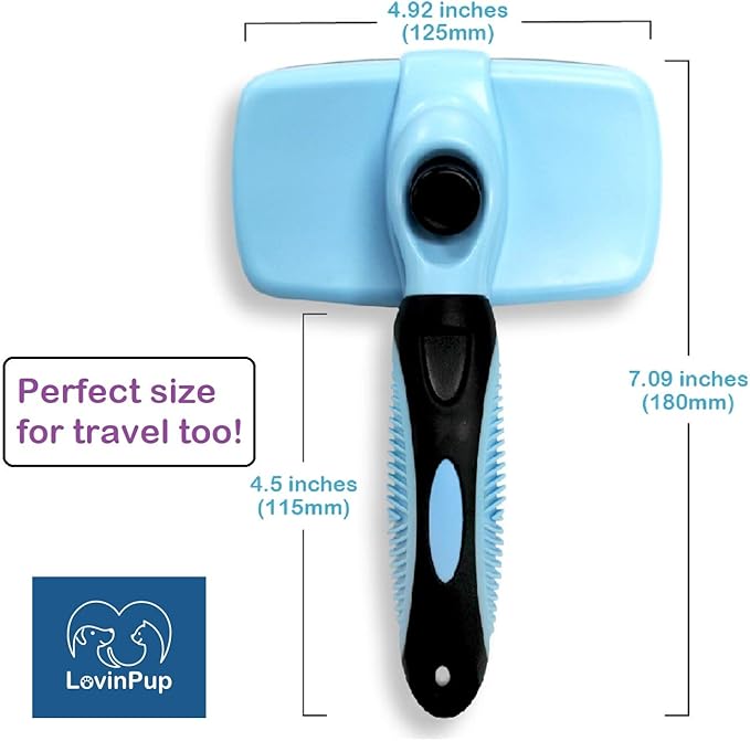 Dog Slicker Brush, Self Cleaning, Shedding and Grooming Tool for Pets, Best Dog Brush with Easily Retractable Bristles to Remove Hair Instantly