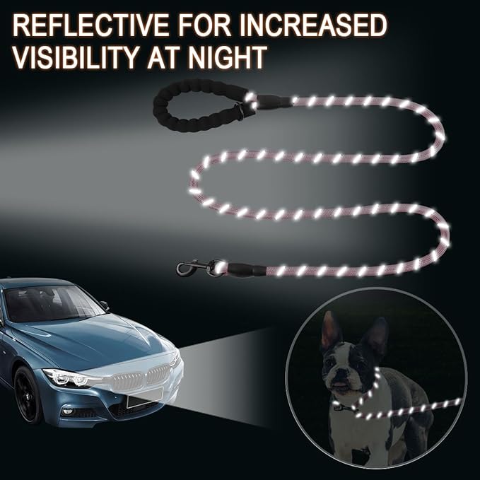 BARKBAY Dog Leashes for Large Dogs Heavy Duty Dog Leash 4/5/6 FT with Comfortable Padded Handle and Highly Reflective Threads for Medium Large Dogs Walking Training Running (6FT-1/2,Baby Pink)