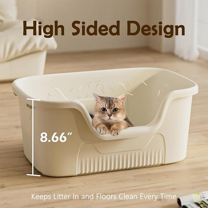 SpaceTime Extra Large Litter Box with High Sides,23.6" Lx16.5 Wx8.6 H XL Multi Cat Litter Pan for Kitty,Cat Boxes for Indoor Cats,Jumbo Litter Boxes for Big Cats,Anti-Splashing,Easy to Clean (Green)