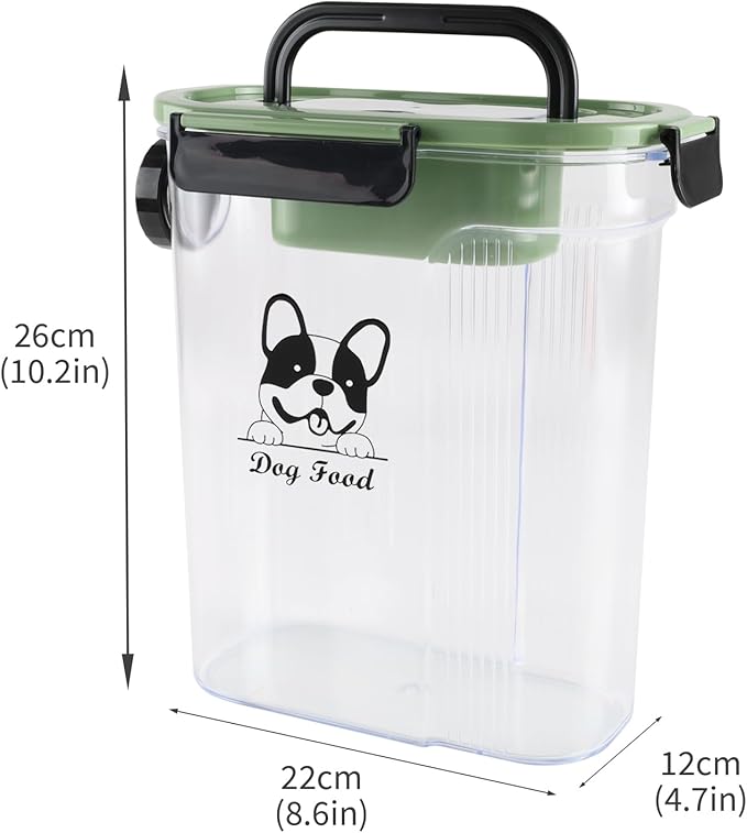 Dog Cat Food Storage Container,Pet Food Storage Bin with Side Pouring Spout and Handle,4lb Cat Dog Treat Container Dispenser,Airtight BPA-free Portable pet FoodS Holder with Folding Bowl