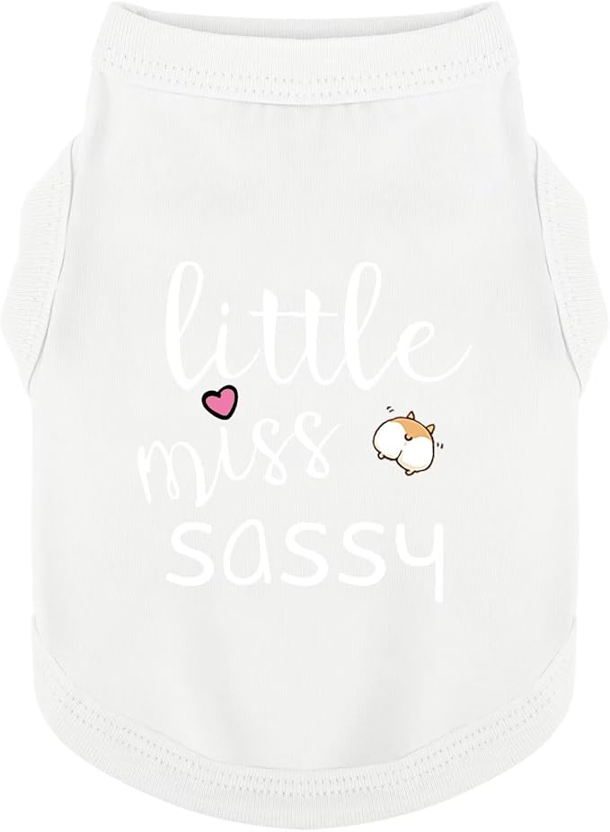 Paiaite Dog Clothes Fashionable Sleeveless Pet Vest: 'Little Miss Sassy' Printed Cotton Dog Shirt, Ideal for Small, Medium, and Large Breeds, Ensuring Comfort and Breathability White XXS
