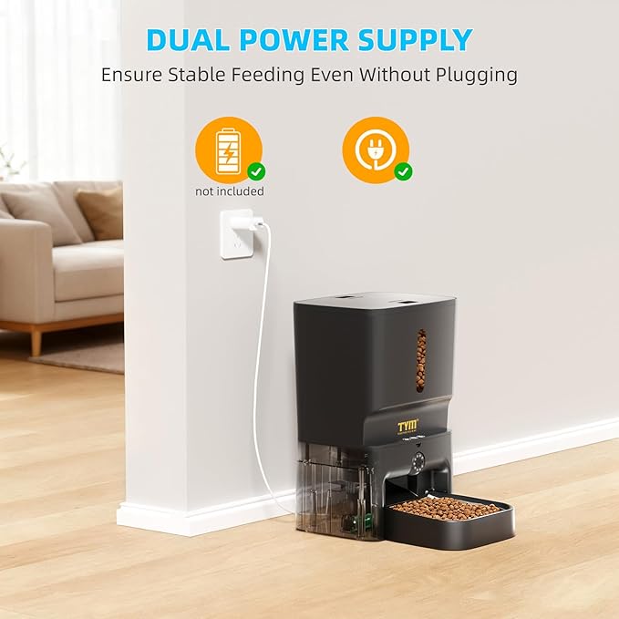 TYM 7L Automatic Cat Feeder with Controllable 2K 3MP Camera - 5G WiFi Pet Food Dispenser with APP Control Laser Interactive, Programmable Timed Feeding, Night Vision, Voice Communication