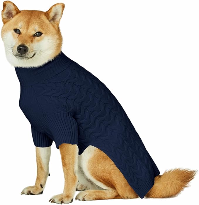 Haloumoning Classic Knit Pullover Dog Sweater, Turtle-Neck Dog Christmas Sweater, Warm Soft Sweaters for Girl Boy for Small Medium Large Dogs