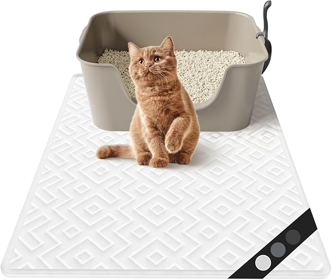 Cat Litter Mat 28"x20" – Extra Large Silicone Litter Trapping Mat, Waterproof, Non-Slip, Easy to Clean, Soft & Durable Floor Mat for Cats & Pets (Translucent, 28 * 20”)