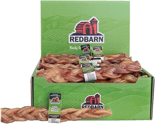 Redbarn Pet Products 12" Braided Bully Sticks for Dogs, Pack of 25