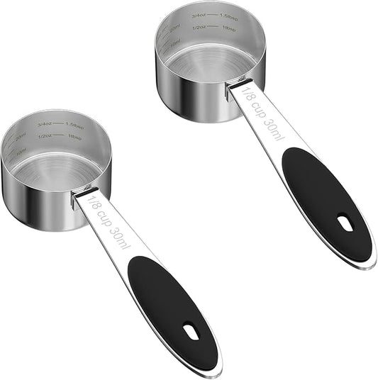 2PCS 1/8CUP(30ml) Dog Cat Food Scoop, Stainless Steel Measuring Cup, Metal Pet Scooper with Inner Precision Scale Measurement