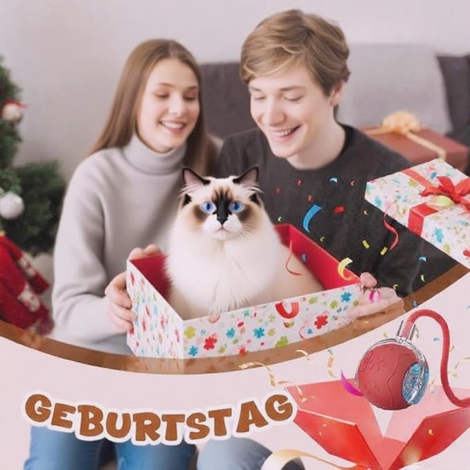 2025 New Interactive Cat Toy Ball for Indoor Cats Dog, Smart 360° Automatic Rolling Pet Ball Kitten Toys with Replace Feather , 3.0 Tail Electric Cat's Toys with LED Light Three Modes Adjustment