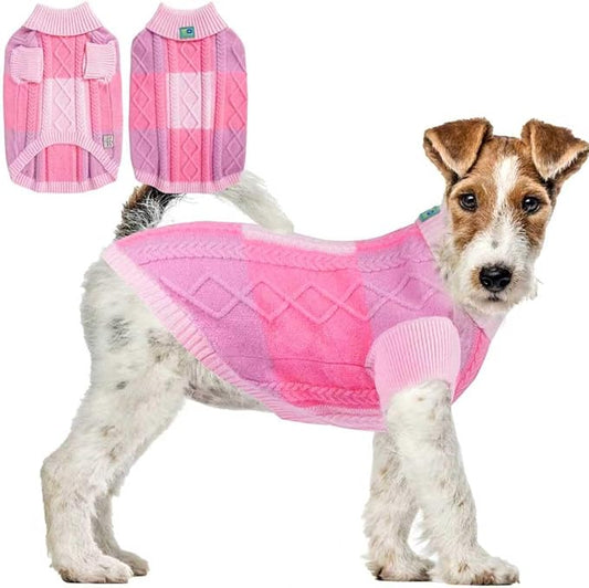 Turtleneck Pet Sweaters for Dogs Boys or Girls,Color Inlay and Moving Needle Pattern Dog Sweater,Pet Clothes,Dog Sweaters,Suitable for Various Breeds Dogs or Sizes(Pink Group,XL)