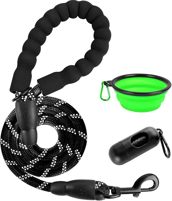 BARKBAY Dog Leashes for Large Dogs Heavy Duty Dog Leash 4/5/6 FT with Comfortable Padded Handle and Highly Reflective Threads for Medium Large Dogs Walking Training Running (4FT-1/2'',Black)