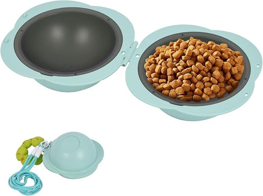 Portable Dog Bowls Travel Pet Bowls Food and Water Feeder, Pet Cats Puppies Feeding Watering Dish for Walking, Parking, Traveling, Camping (Green)