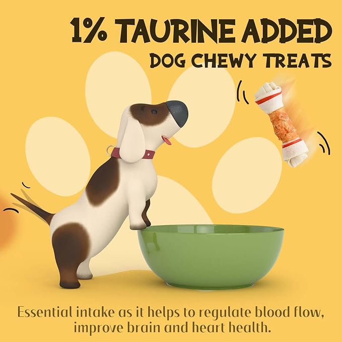 ASMPET Dog Treats Chews, 6.5" Chicken Wrapped Rawhide Knotted Bones Dental Care Chews for Small Medium Large Breeds（4 Pieces）