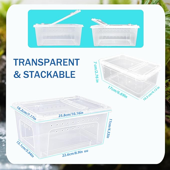 10 Pcs Jumping Spider Enclosure Kit, Acrylic Reptile Breeding Box Cage, Digital Thermometer Hygrometer Temperature, Coco Coir Mats Hides, Water Food Feeder Bowl Dish Indoor Habitat | by Cotkkstt