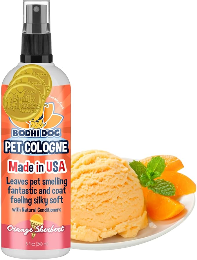 Bodhi Dog Premium Dog Cologne - Deodorizing Dog Perfume & Conditioner for Dogs & Cats - Natural Long Lasting Spray for Pets - Gentle & Safe Formula, Made in USA (Orange Sherbert 8 Fl Oz)