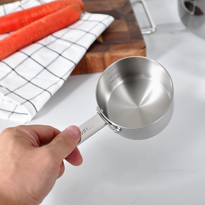 KEAWELL Premium Dog and Cat Food Measuring Cup 18/10 Stainless Steel (1, 1 Cup)