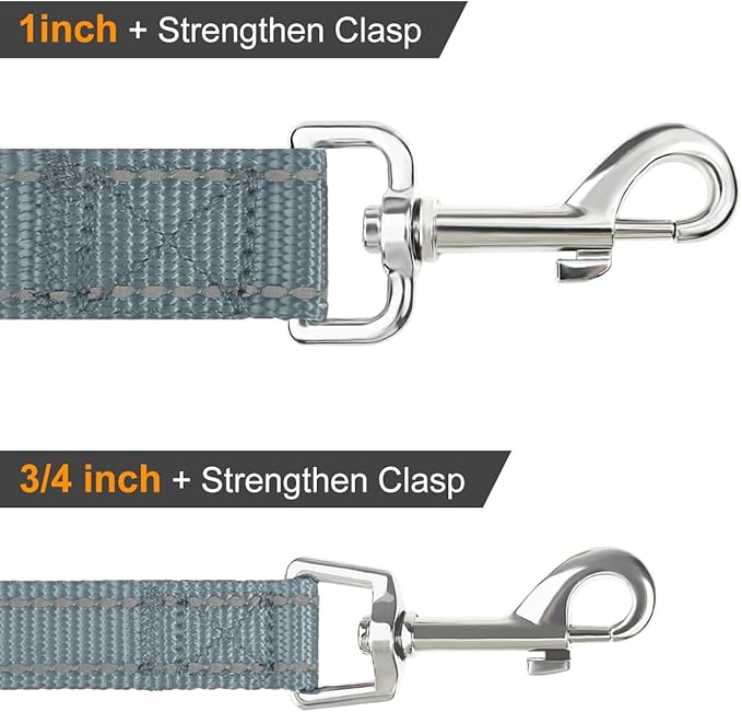 Joytale Double-Sided Reflective Dog Leash, 6 FT/5 FT/4 FT, Padded Handle Nylon Heavy Duty Leashes for Small & Medium Dogs Walking, Gray, 5FT