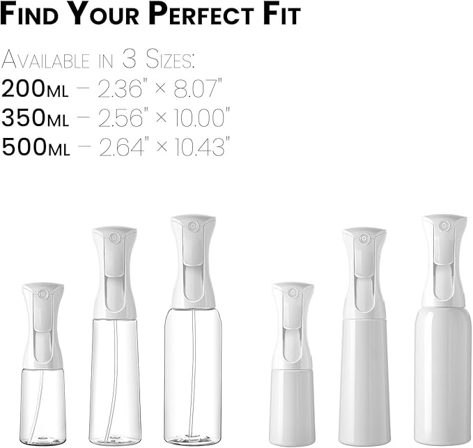 Mistifi Fine Mist Spray Bottle Ultra Fine Mist Water Sprayer for Hair, Face, Plants and Cleaning　Eco-Friendly Continuous Spray for Face and Indoor Plants　 (200ml 2Pcs, Transparent bottle)