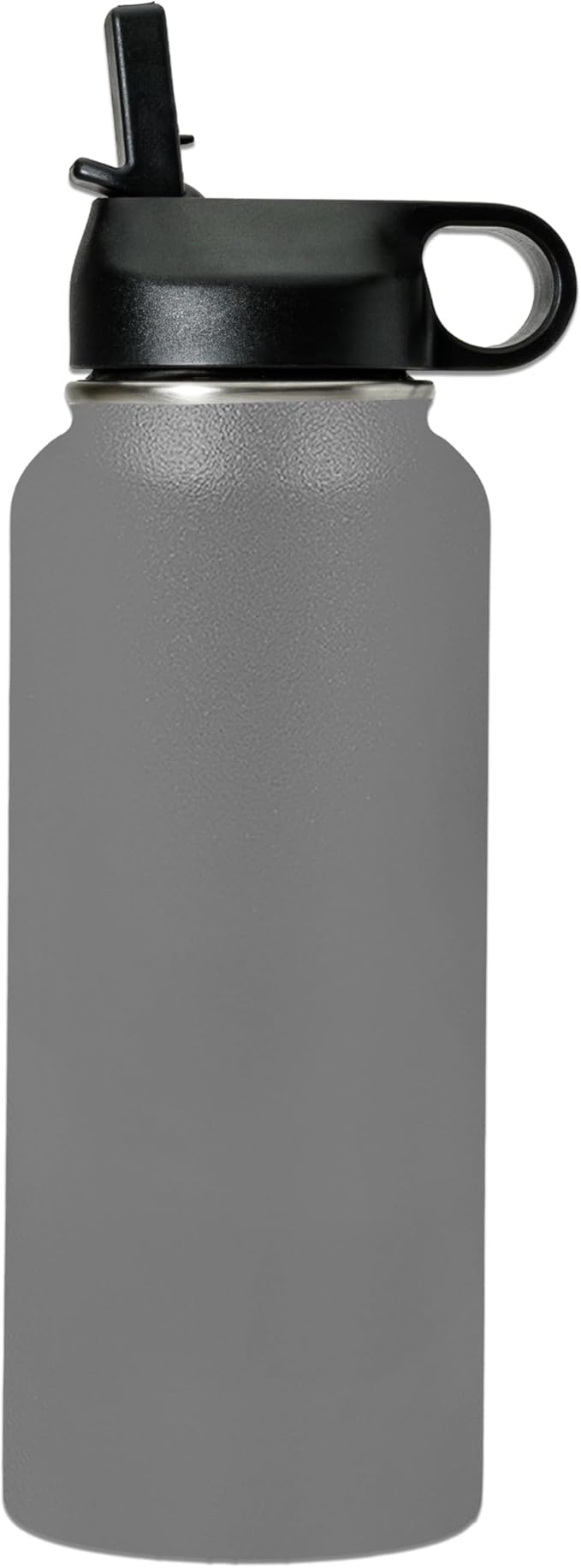 LaserGram Personalized Water Bottle, Dragon, Stainless Steel Double Wall Vacuum Insulated with Flip Top Straw, Custom Engraved Gift (32oz / 950ml Gray)