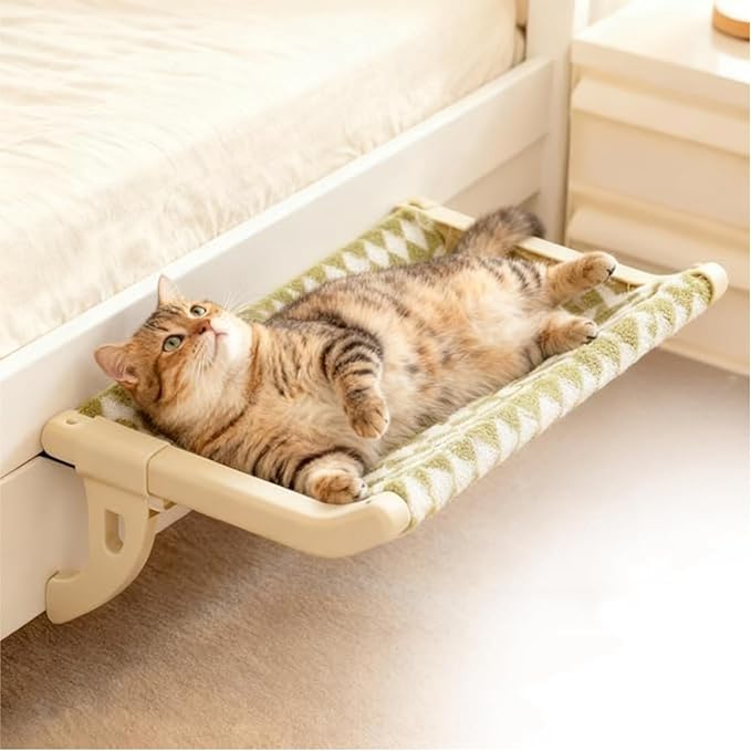 Cat Bedside Hammock,Exquisite Cats Window Sill Perch and Artificial Pet Rack,Hanging Cat Bed with Strong Support