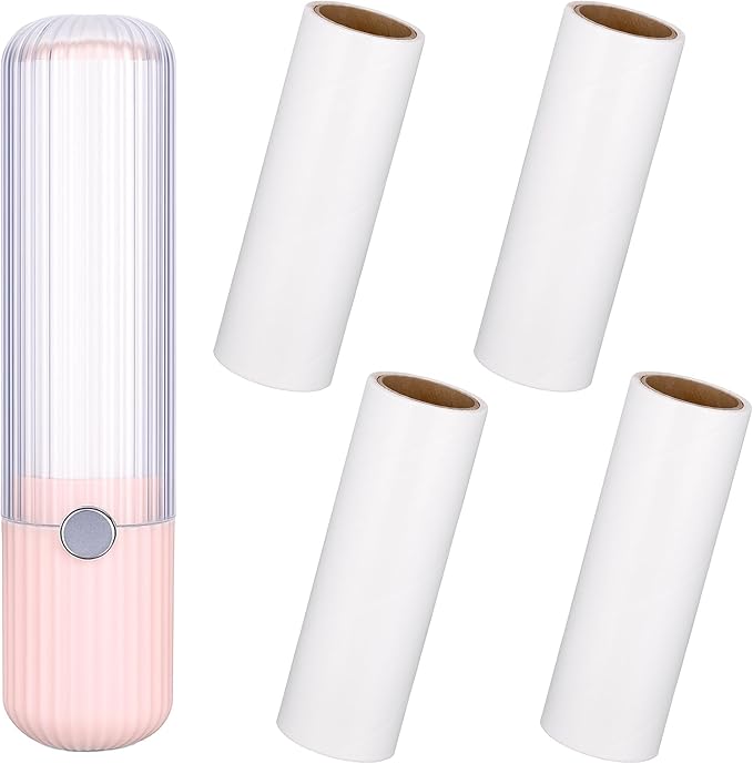 1 Pack Compact Lint Roller with 150 Sticky Sheets Pocket Lint Remover for Travel Portable Pet Hair Remover for Clothes Refillable Mini Lints Rollers Hair Pickup Rollers(1 Handle+5 Roller Refills)