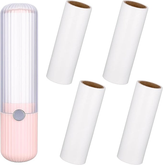 1 Pack Compact Lint Roller with 150 Sticky Sheets Pocket Lint Remover for Travel Portable Pet Hair Remover for Clothes Refillable Mini Lints Rollers Hair Pickup Rollers(1 Handle+5 Roller Refills)