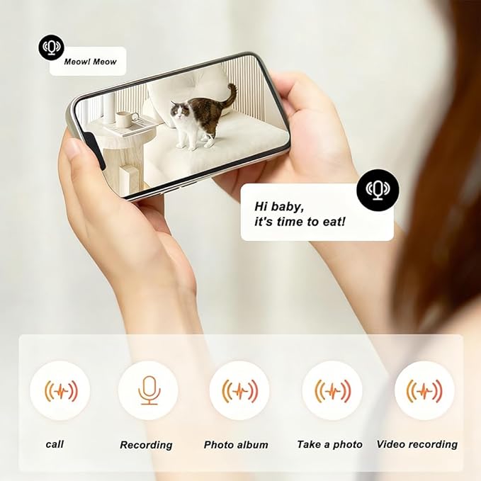 Auto Pet Feeder with Camera & App, 4.5L Automatic Dog and Cat Feeder, 12-Meal Programmable Dispenser with 10s Voice Recorder (White)