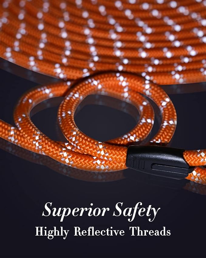100FT Extra Long Dog Leash for Dog Training, Reflective Threads Check Cord Dog Leash, Heavy Duty Dog Lead for Large Medium Small Dogs Outside Walking, Playing, Camping, or Yard