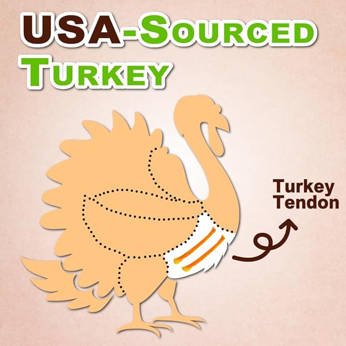 AFreschi Turkey Tendons for Dogs, USA-Sourced, Healthy Dog Treats, Rawhide-Free Puppy Chews, All Natural, Hypoallergenic Dog Treats, Classic Series, Braided Sticks, 3.5 oz Pack