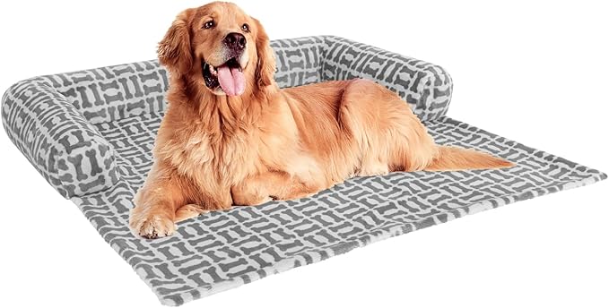Orthopedic Dog Bed for Large Dogs, Washable Sofa Protector Pet Bed with 3-Sided Bolster, Shredded Memory Foam & Plush Support, Non-Slip Bottom for Medium & Small Dogs