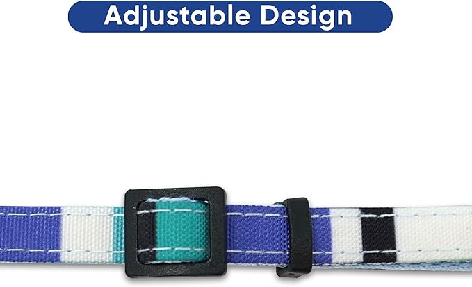 Pawtitas Multicolor Cat Collar Kitten Collar with Safety Buckle and Removable Bell - Blue/White/Yellow/Teal
