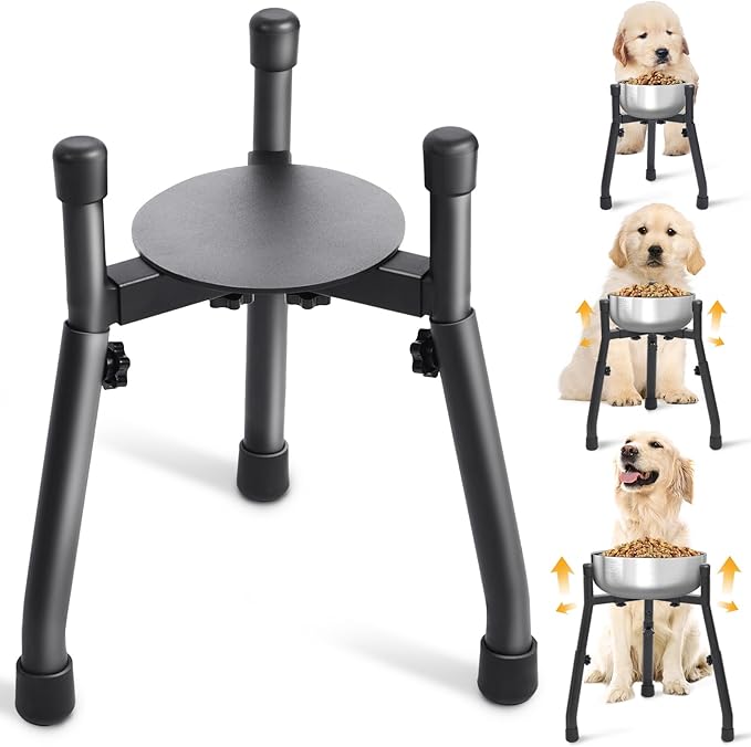 Elevated Dog Bowls, Adjustable Metal Raised Dog Bowl Stand For Medium & Large Dogs, Raised Dog Bowl,Dog Bowl Stand,Dog Food Bowl Stand,Adjustable Wide 6.3"-10.2",3 Height Adjustment(Bowl Not Included) (W 6.3"-10.2", H 8.8'',10.8",12.5", 1 PACK)