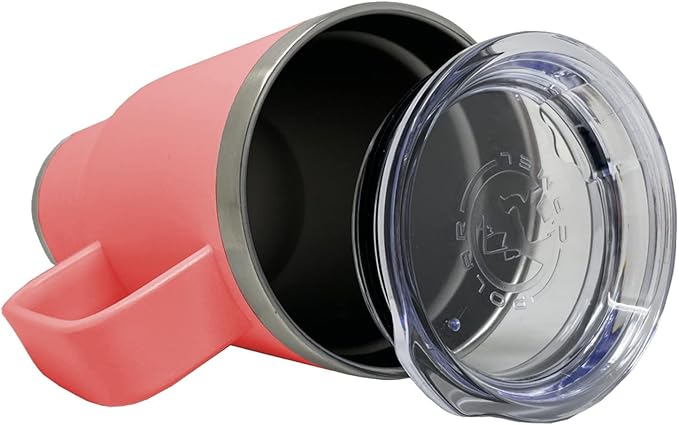 LaserGram 20oz Vacuum Insulated Travel Mug with Handle, Chihuahua Dog, Personalized Engraving Included (Coral)