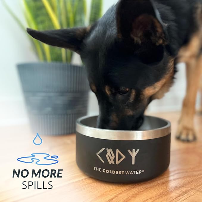 Coldest Dog Bowl - Anti Rust Metal, Non Slip, 3 Layers Insulated Stainless Steel Dog Bowls - Spill Proof & Heavy Duty - Water Bowl for Dogs, Cats & Pets, Dish Washer Safe (64 oz, Solar Yellow)